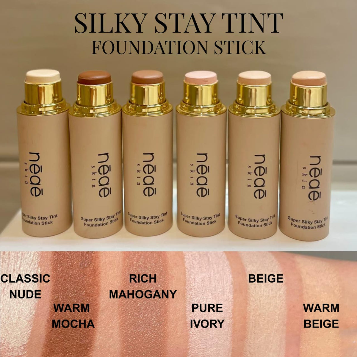 Neae Skin Super Silky Stay Tint Foundation Stick (Hydrating & Blends Beautifully)