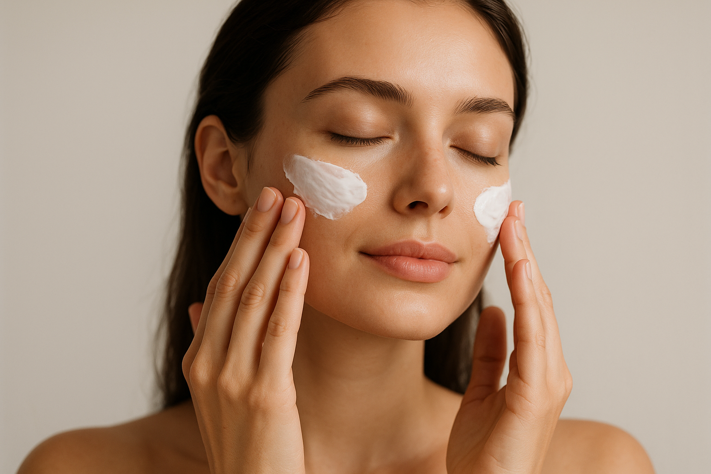 model using cleansing cream in face,