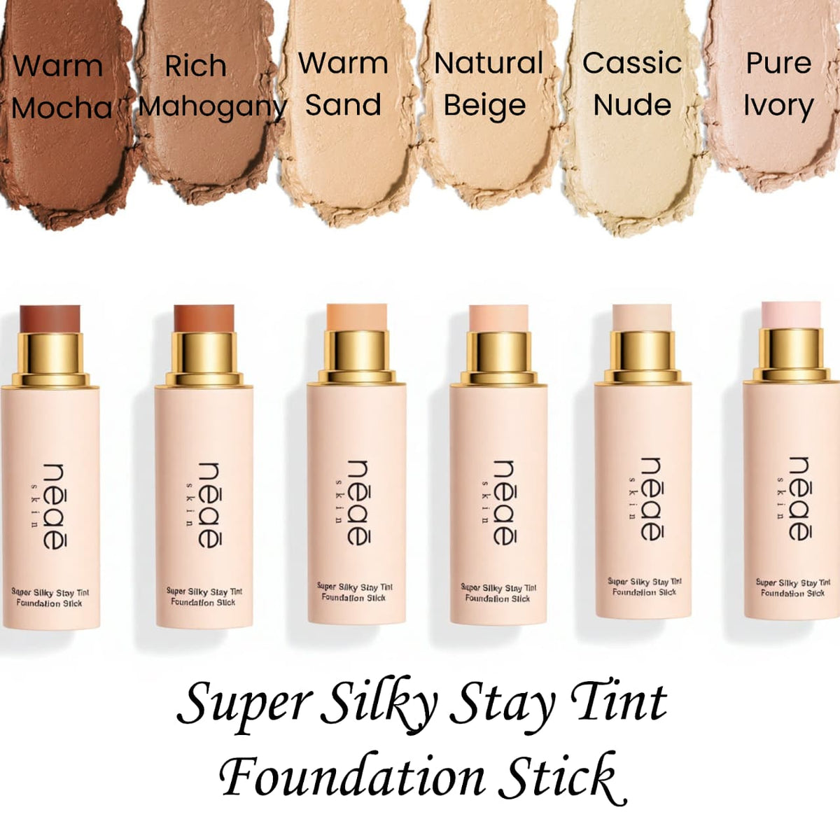 Neae Skin Super Silky Stay Tint Foundation Stick. Smooth, creamy and blendable.