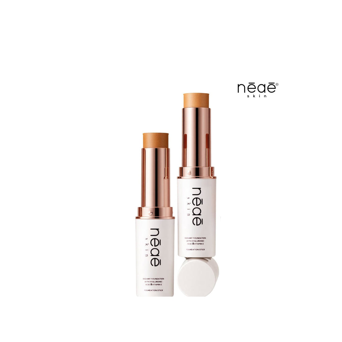 Radiant Shimmer Foundation Stick — Medium Coverage with a Luminous Glow. Hyaluronic Acid + Vitamin E + Mica. 9 Shades.