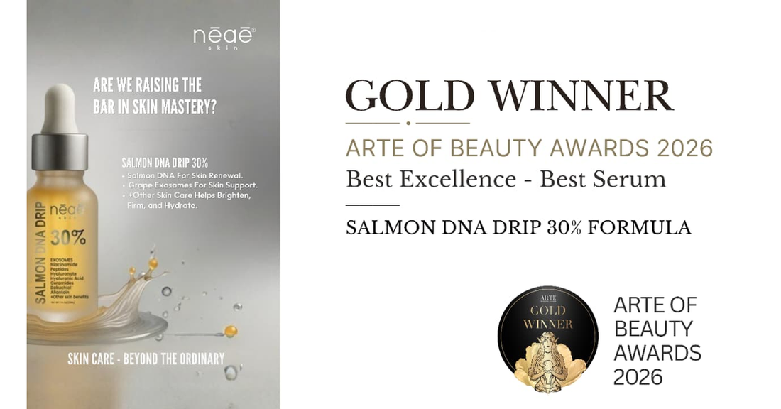 Nēaē Skin Wins Gold at the 2026 Arte of Beauty Awards — Gold Winner Product Excellence – Best Face Serum Salmon DNA Drip 30% Formula