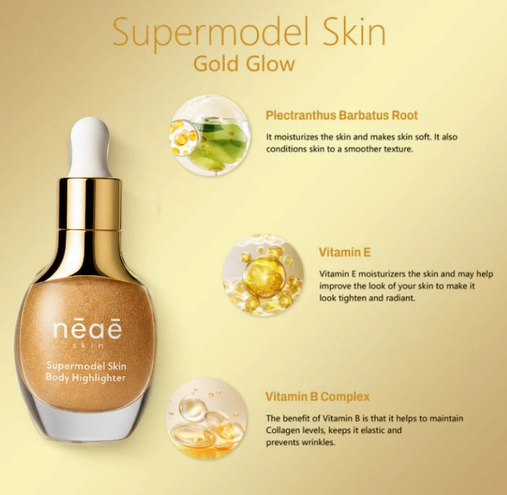 Super Model Skin -Body Highlighter Sparkling Gold Glow