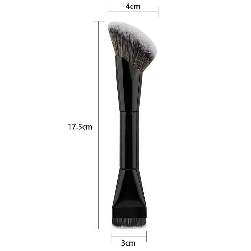 Dual Foundation Brush-Wooden Handle, Vegan Synthetic Hair- Handmade