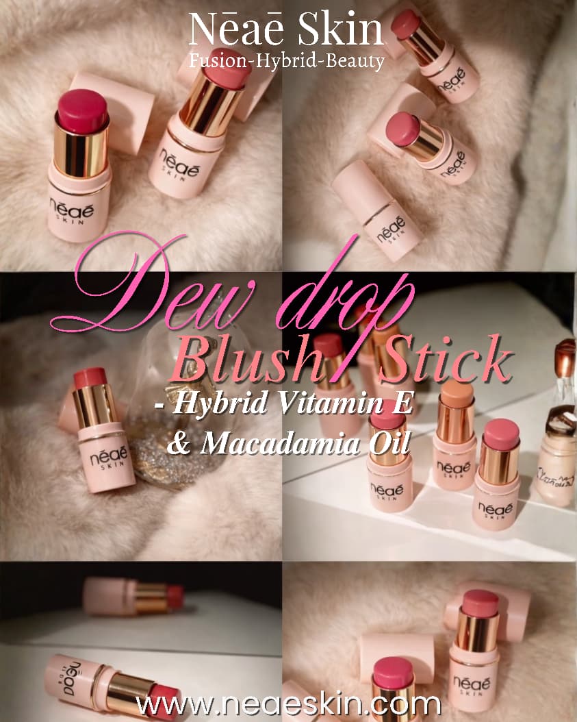 DewDrop Blush Stick • Hybrid Formula • Vitamin E • Macadamia Oil • 6 Shades