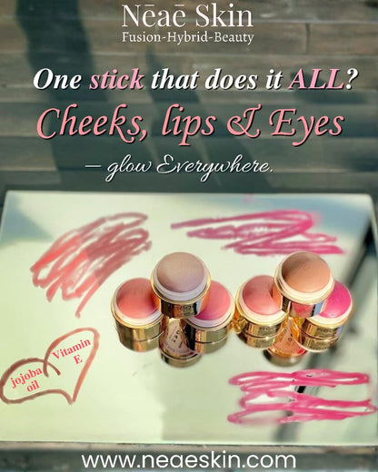 Multistick Cream Blush Balm • Hybrid Formula • Vitamin E • Jojoba Oil • Shea Butter • Blush, Eyes & Lips • 9 Shades