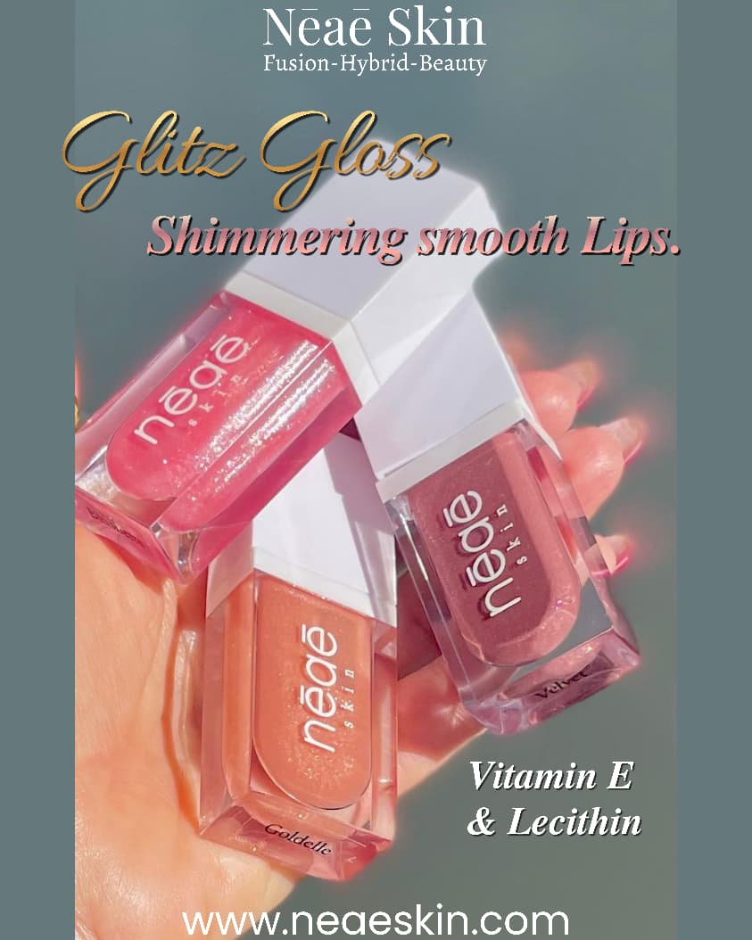 Glitz Shimmer Gloss • Hybrid Formula • Vitamin E • Lecithin • High-Shine Finish • 3 Shades