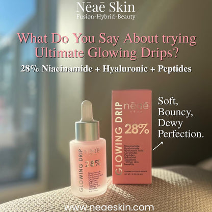 Neae Skin Glowing Drip 28% Serum – Niacinamide, Bakuchiol & Copper Peptides brightening serum for radiant, even-toned skin