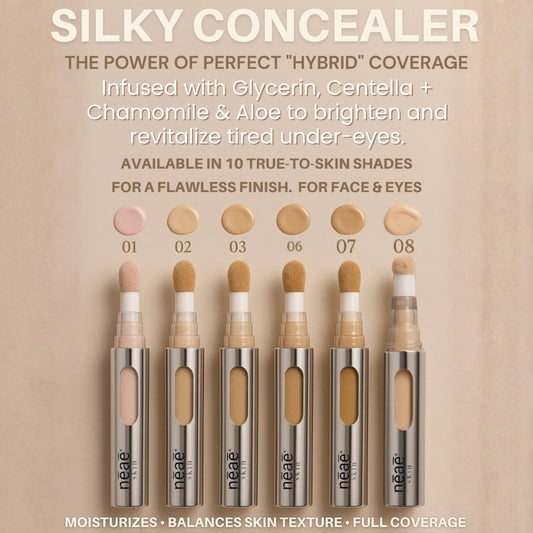 Silky Hybrid Concealer – Glycerin, Centella, Chamomile & Aloe | 10 Shades