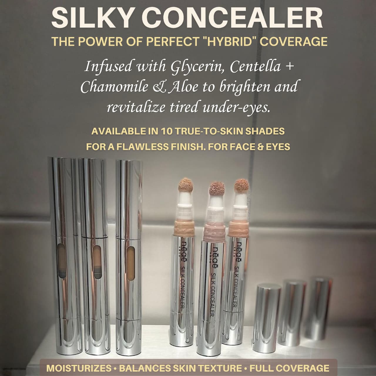 Silky Hybrid Concealer – Glycerin, Centella, Chamomile & Aloe | 10 Shades