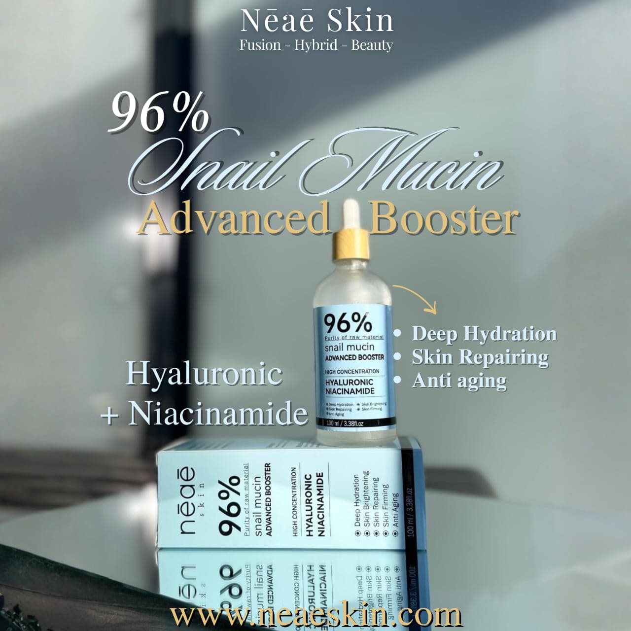 Snail Mucin Serum • Hyaluronic Acid • Niacinamide • Vitamin C • Collagen • Brightening Serum