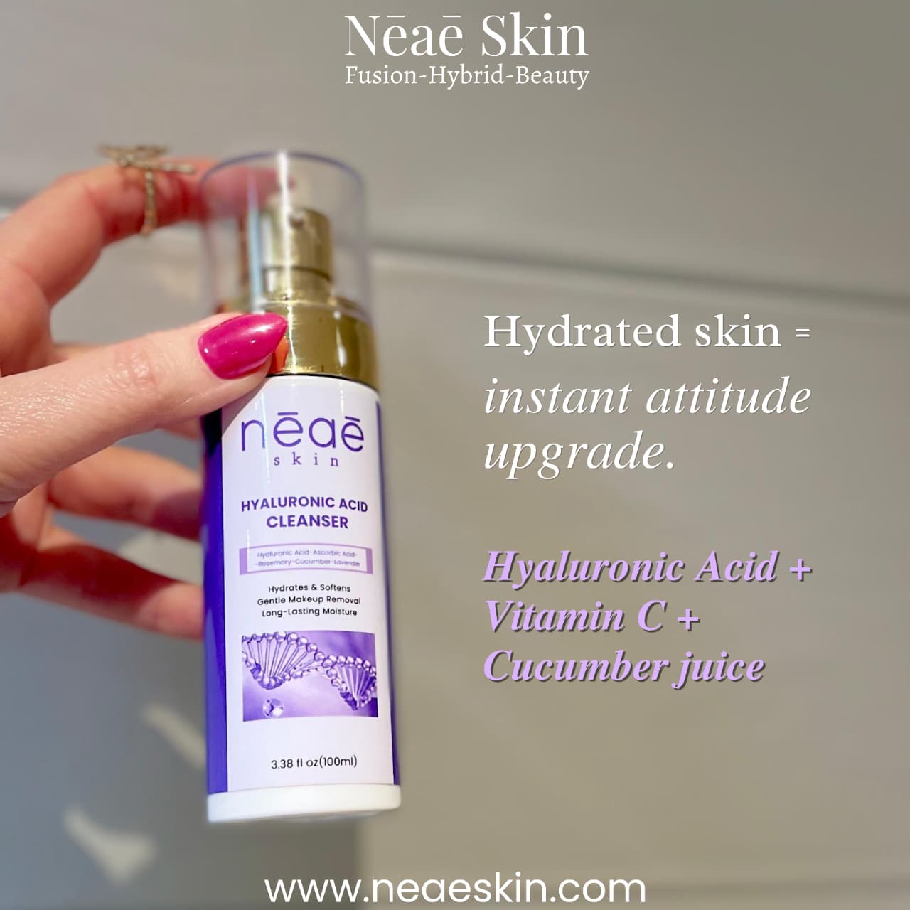 Hyaluronic Acid Toner • Centella • Licorice Root • Hydrating & Brightening

Hyaluronic Acid Cleanser • Vitamin C • Panthenol • Cucumber • Lavender • Gentle Hydrating Face Wash