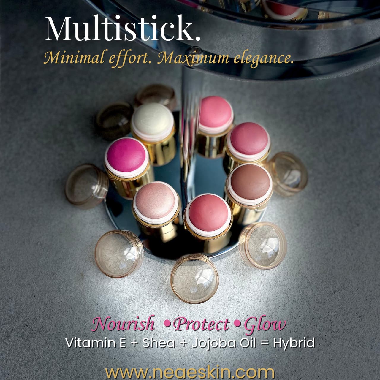Multistick Blush Balm for Eyes, Cheeks & Lips. Infused with Vitamin E