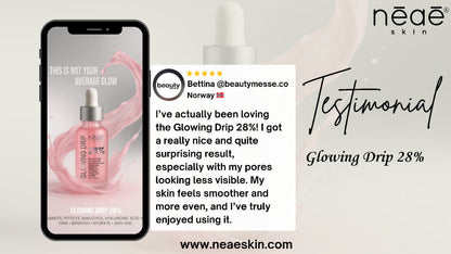 Neae Skin Glowing Drip 28% Serum – Niacinamide, Bakuchiol & Copper Peptides brightening serum for radiant, even-toned skin