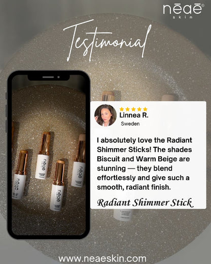 Neae Skin Radiant Shimmer Foundation Stick – Hybrid Hyaluronic Acid & Vitamin E 